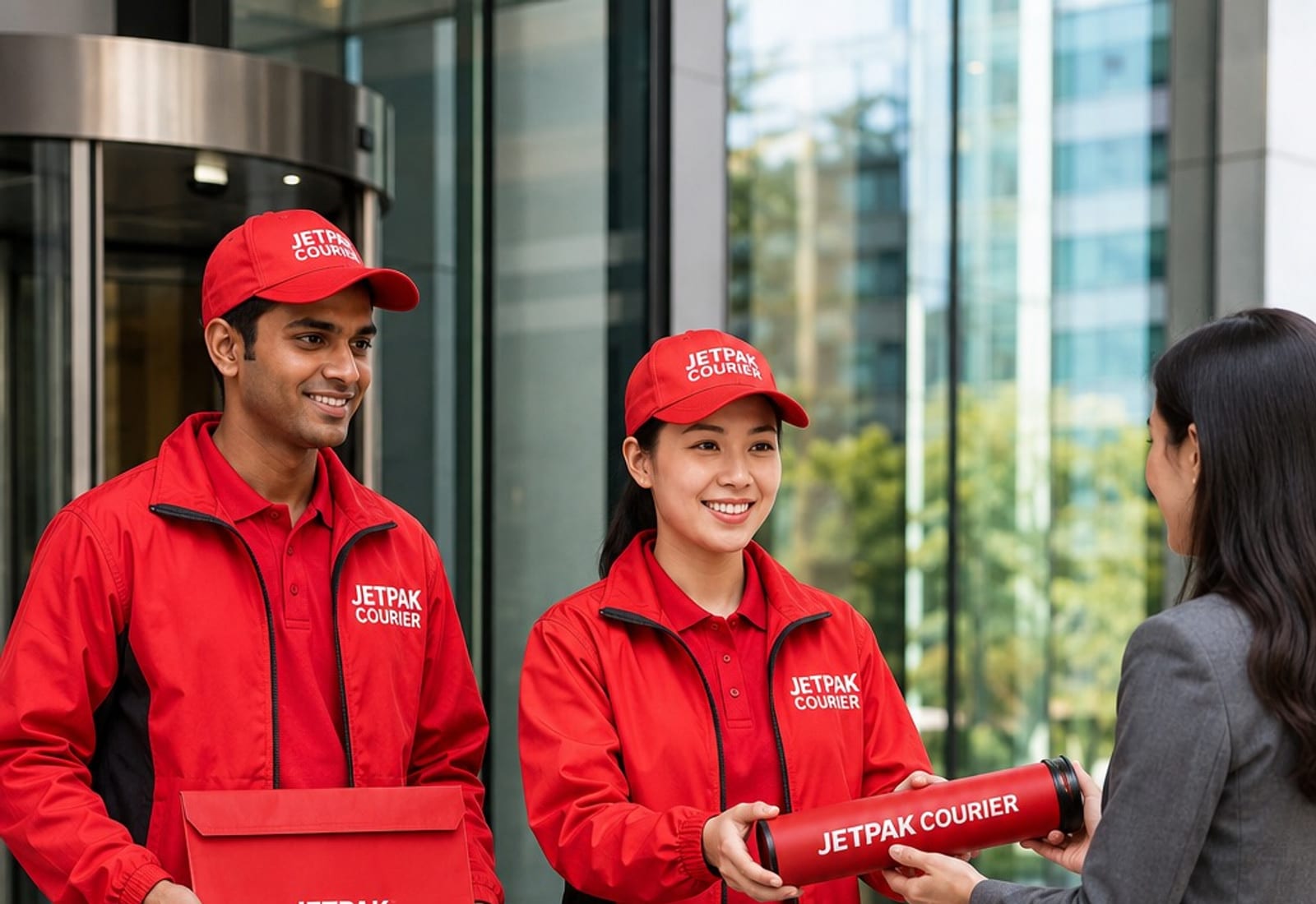 The Jetpak courier team in uniform