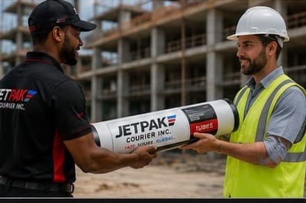A Jetpak document tube carrying drawings and plans