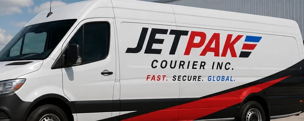 A Jetpak courier collecting a time-sensitive delivery